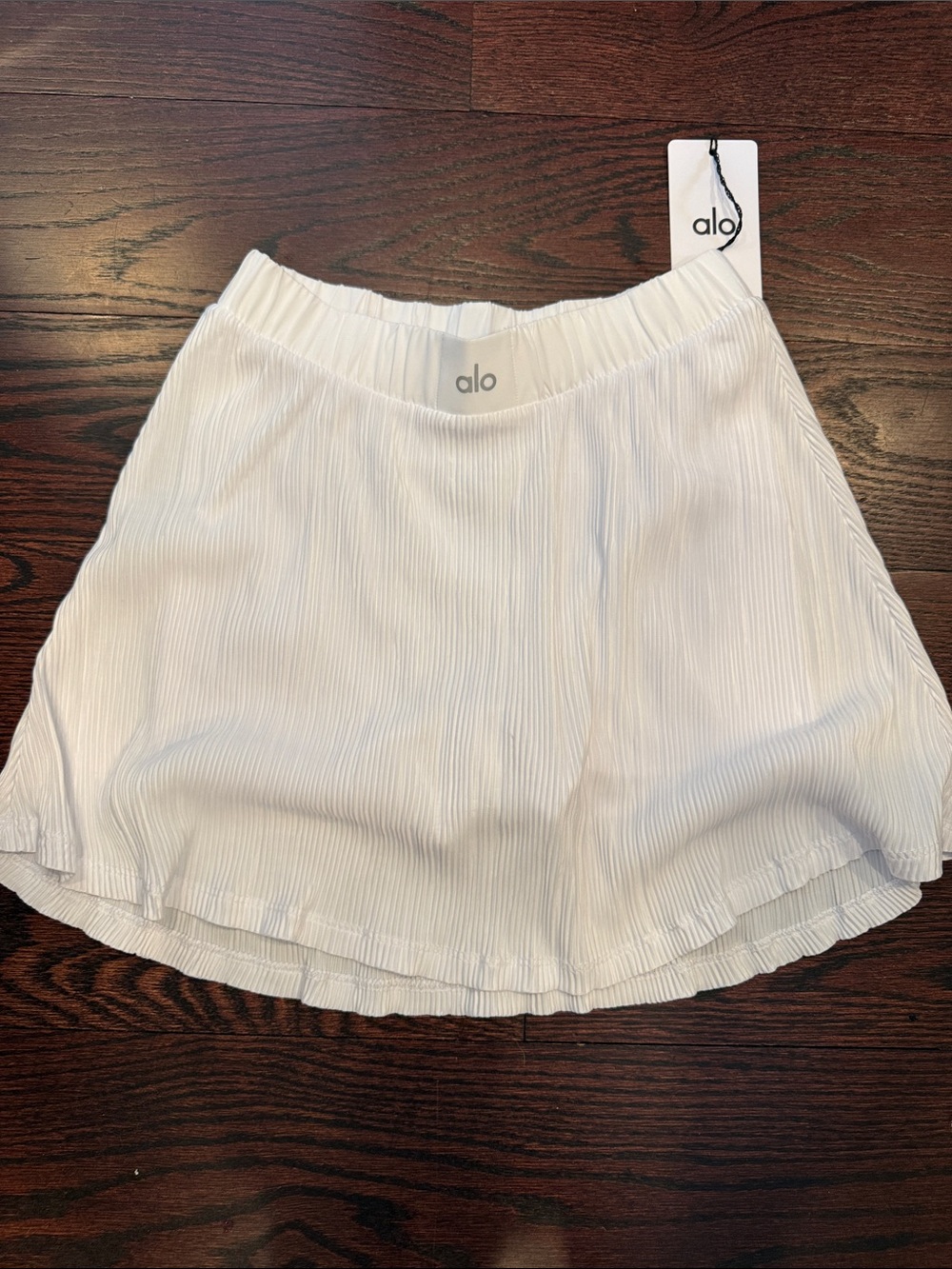 ALO Yoga White Pleated Circle Skirt